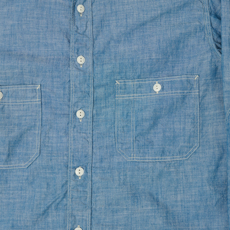 Full Count 4090 1930s Triple Stitch Chambray Shirt - Blue