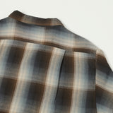 Full Count 4092 Rayon Check Open Collar Shirt - Blue