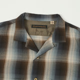 Full Count 4092 Rayon Check Open Collar Shirt - Blue