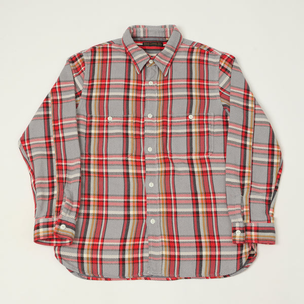 Full Count 4094 Plaid Flannel Work Shirt - Grey/Red