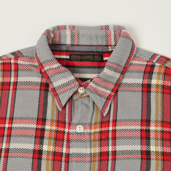 Full Count 4094 Plaid Flannel Work Shirt - Grey/Red