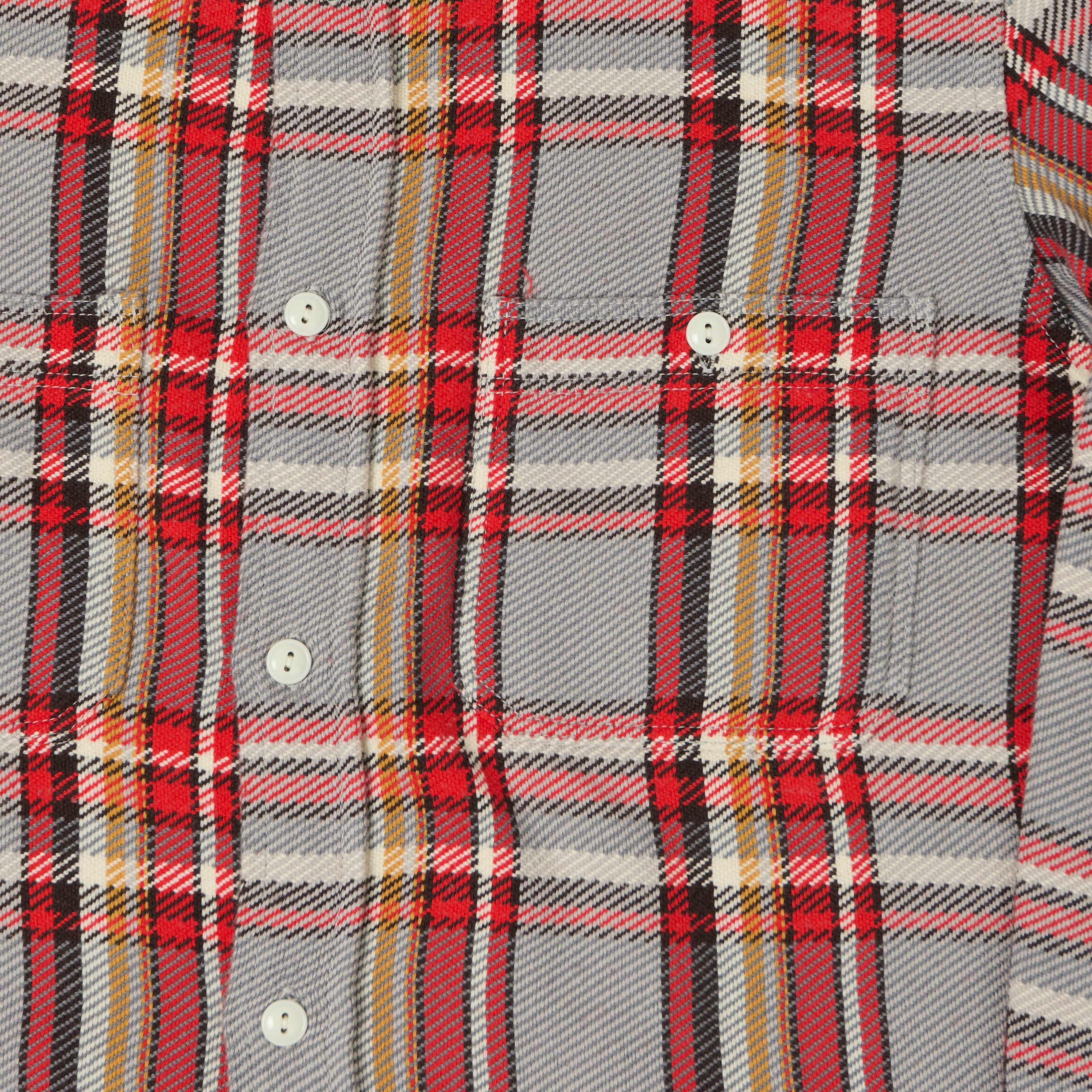 FULLCOUNT 4094 Plaid Flannel Work Shirt - Grey/Red