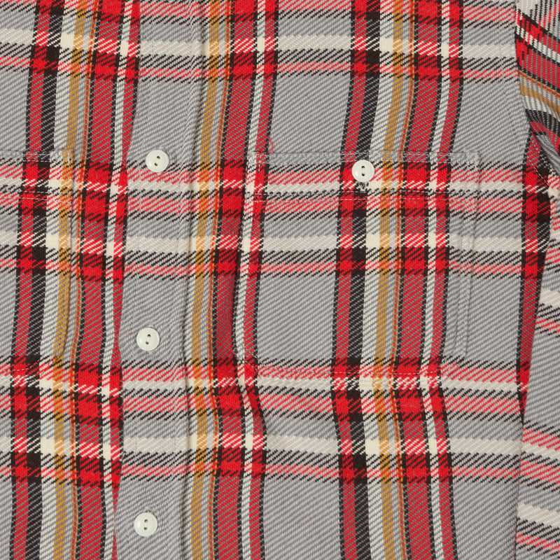 Full Count 4094 Plaid Flannel Work Shirt - Grey/Red