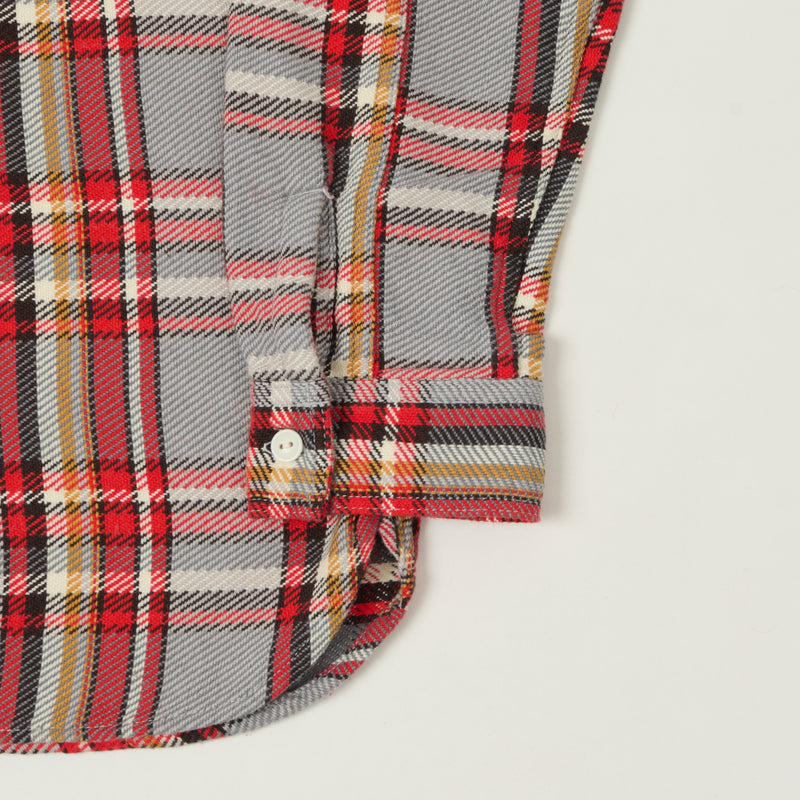 Full Count 4094 Plaid Flannel Work Shirt - Grey/Red