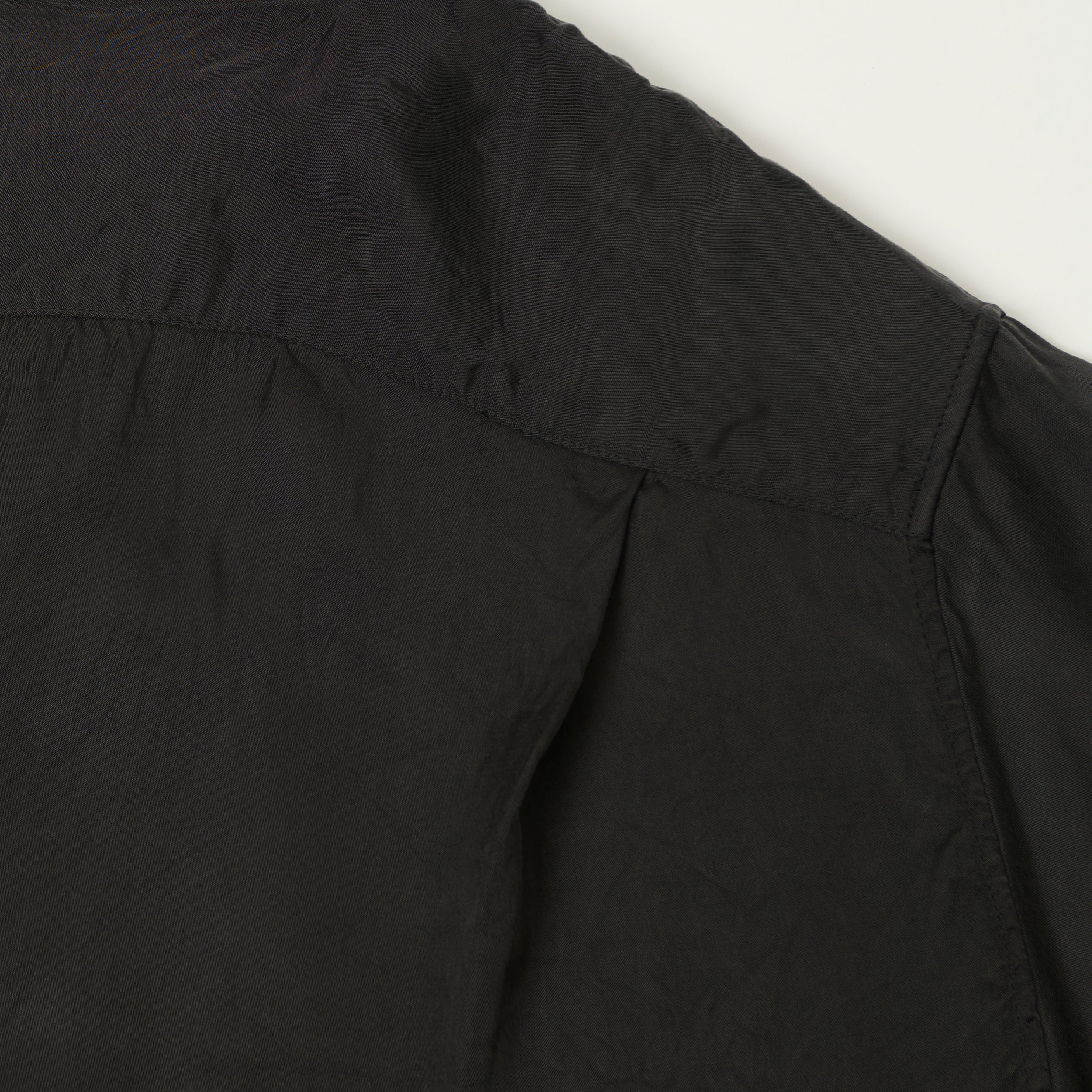 FULLCOUNT 4100 Satin Cupra Open Collar Shirt - Black