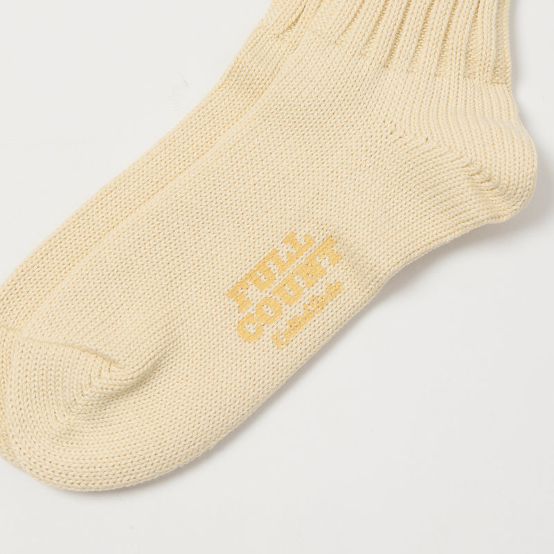 Full Count All Cotton Knit Ribbed Sock - Ecru/Black