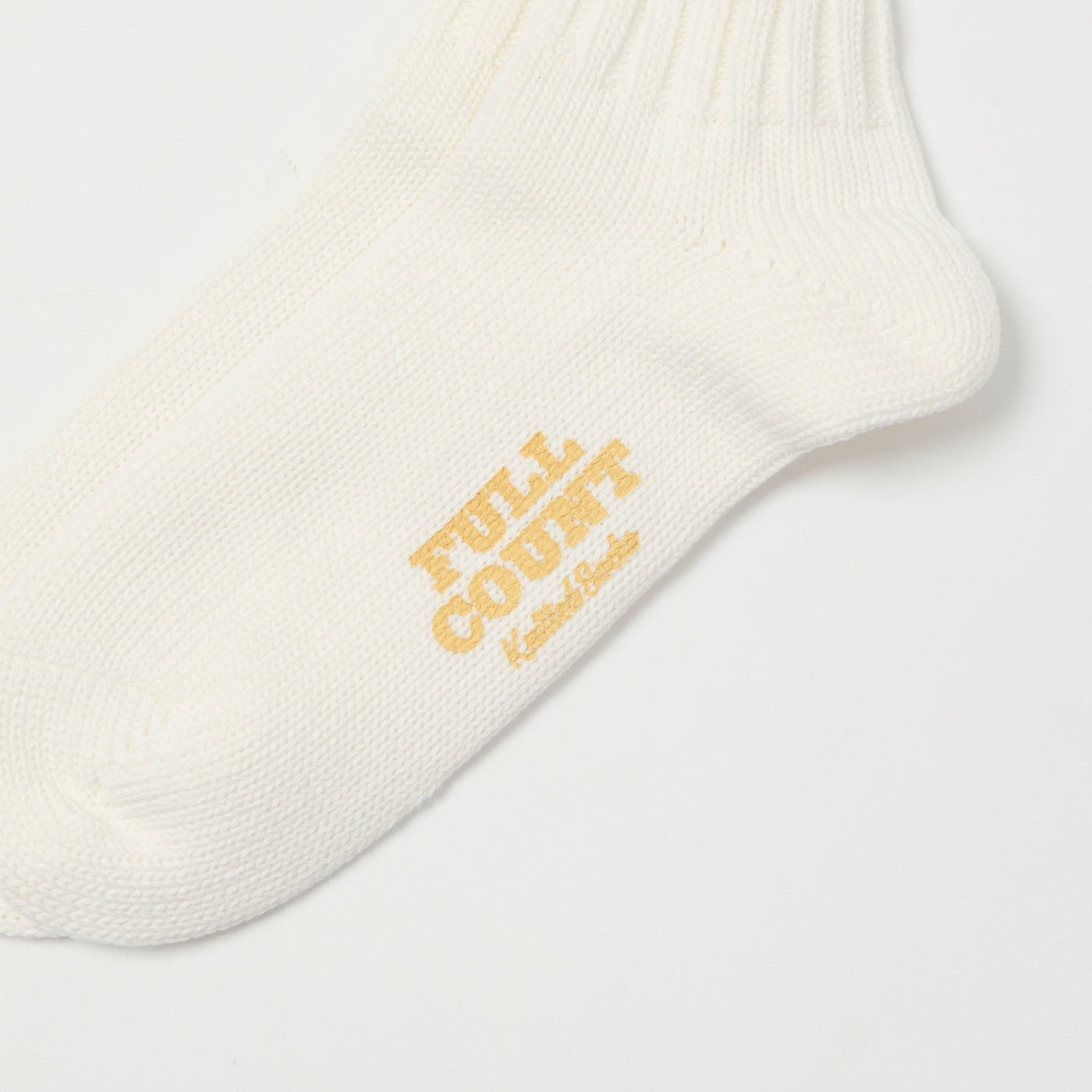 FULLCOUNT All Cotton Knit Ribbed Sock - White/Orange/Blue