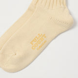 Full Count All Cotton Knit Ribbed Sock - Ecru/Red