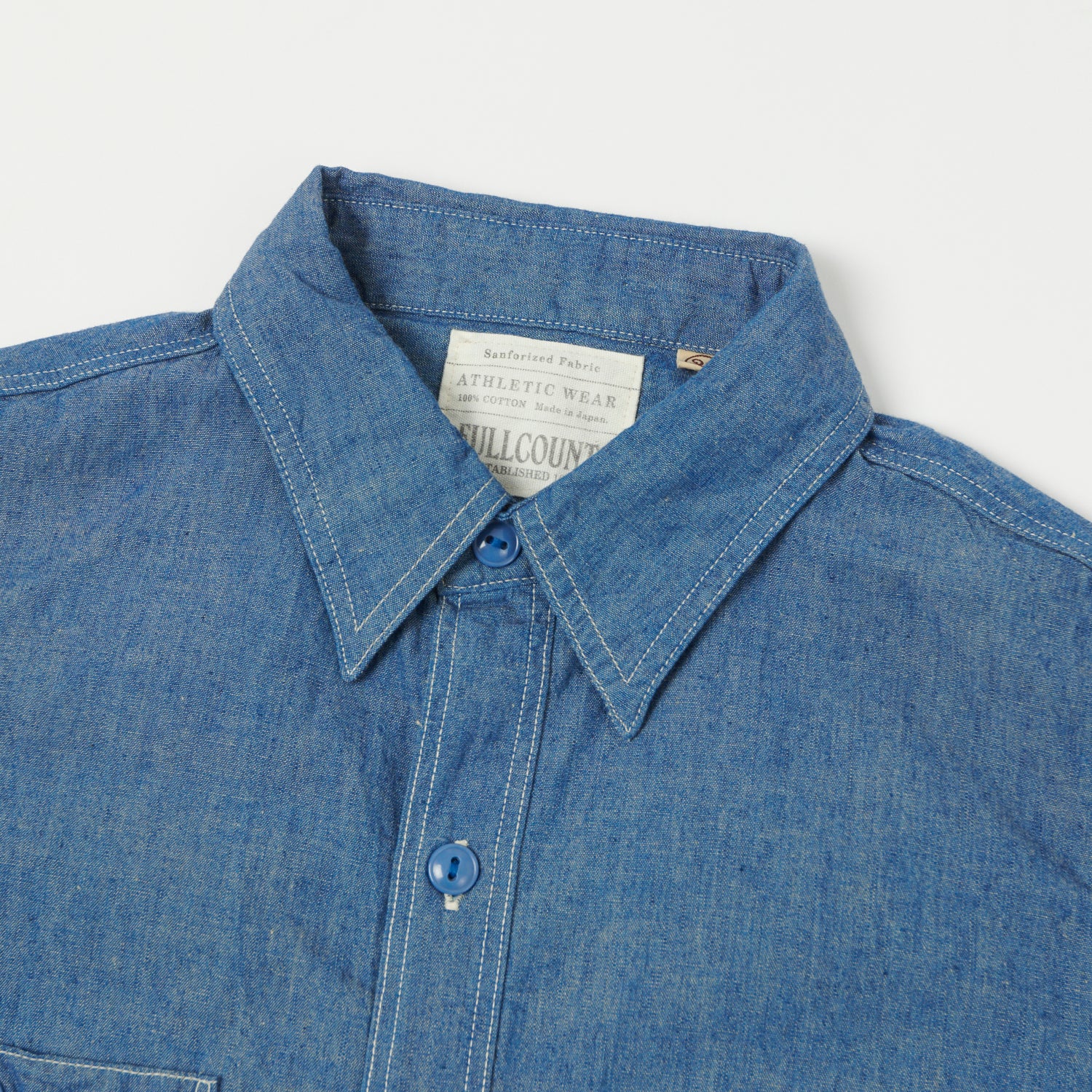 FULLCOUNT 4810 5oz Chambray Work Shirt - Mid Blue