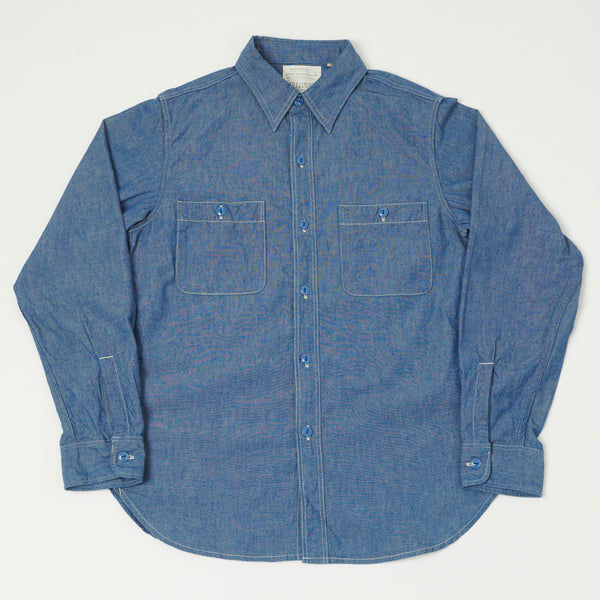 Full Count 4810-22 5oz Original Selvedge Chambray Shirt - Mid Blue