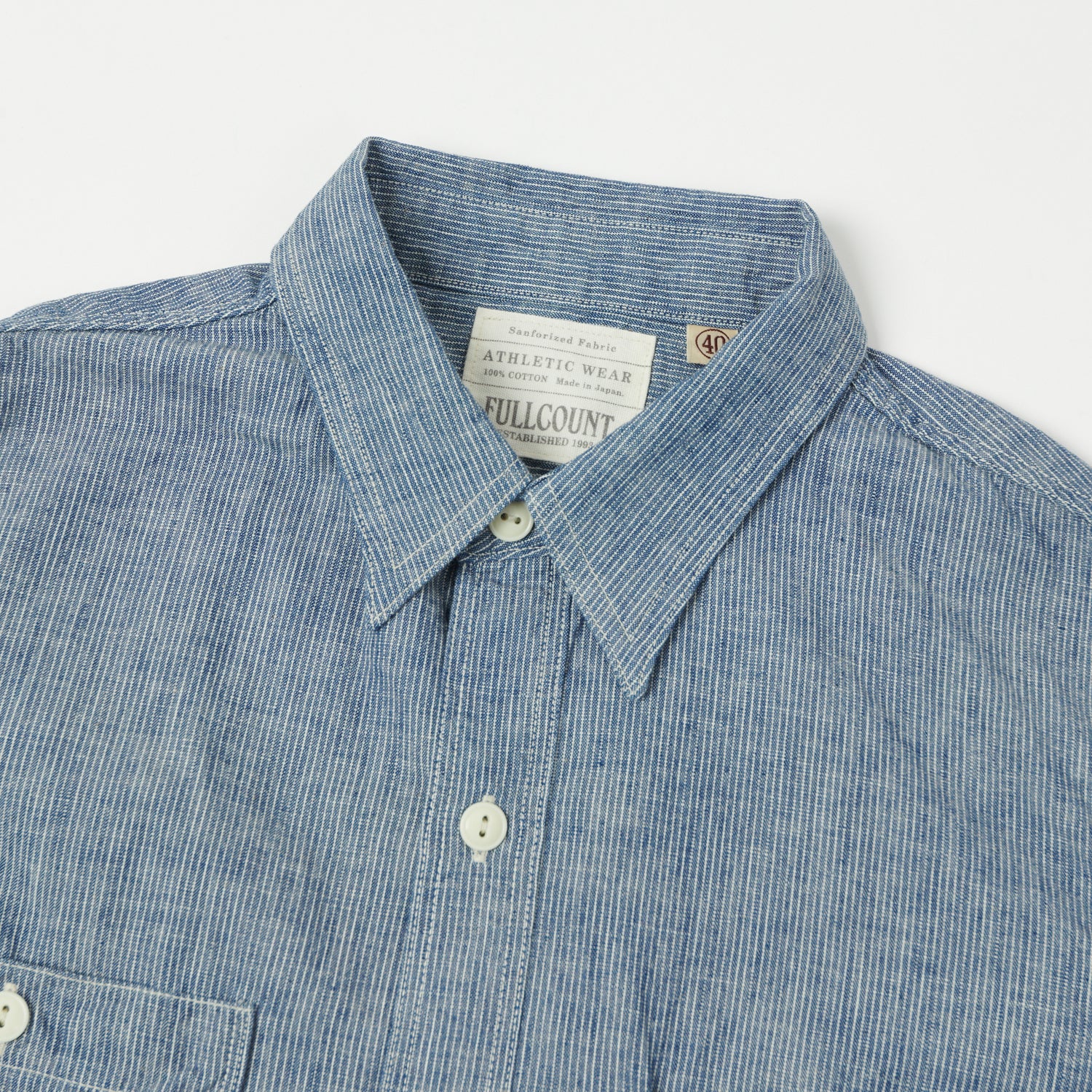 FULLCOUNT 4821 5oz Stripe Chambray Work Shirt - Indigo Stripe
