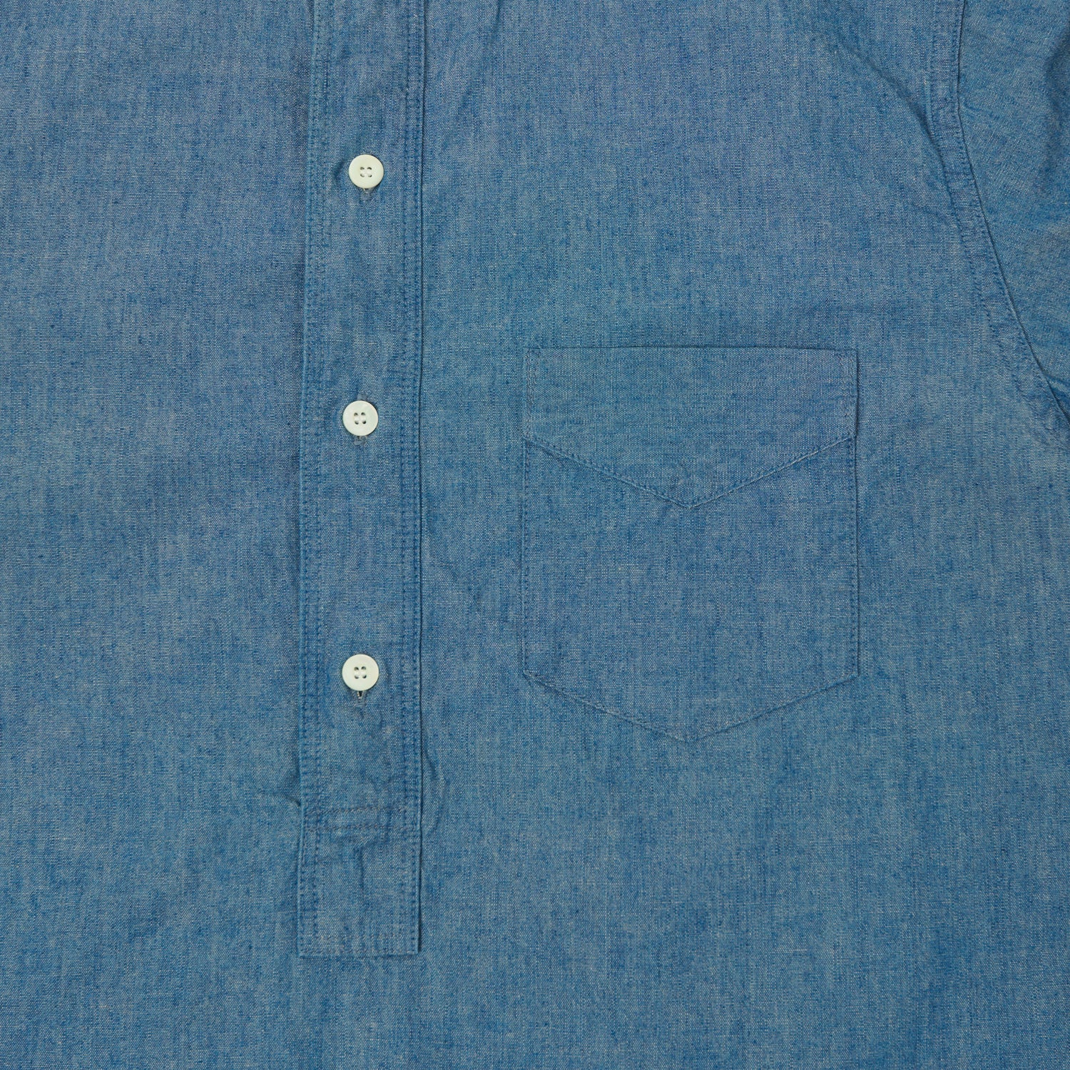 FULLCOUNT 4900 Stand Collar Pullover Chambray Shirt - Blue