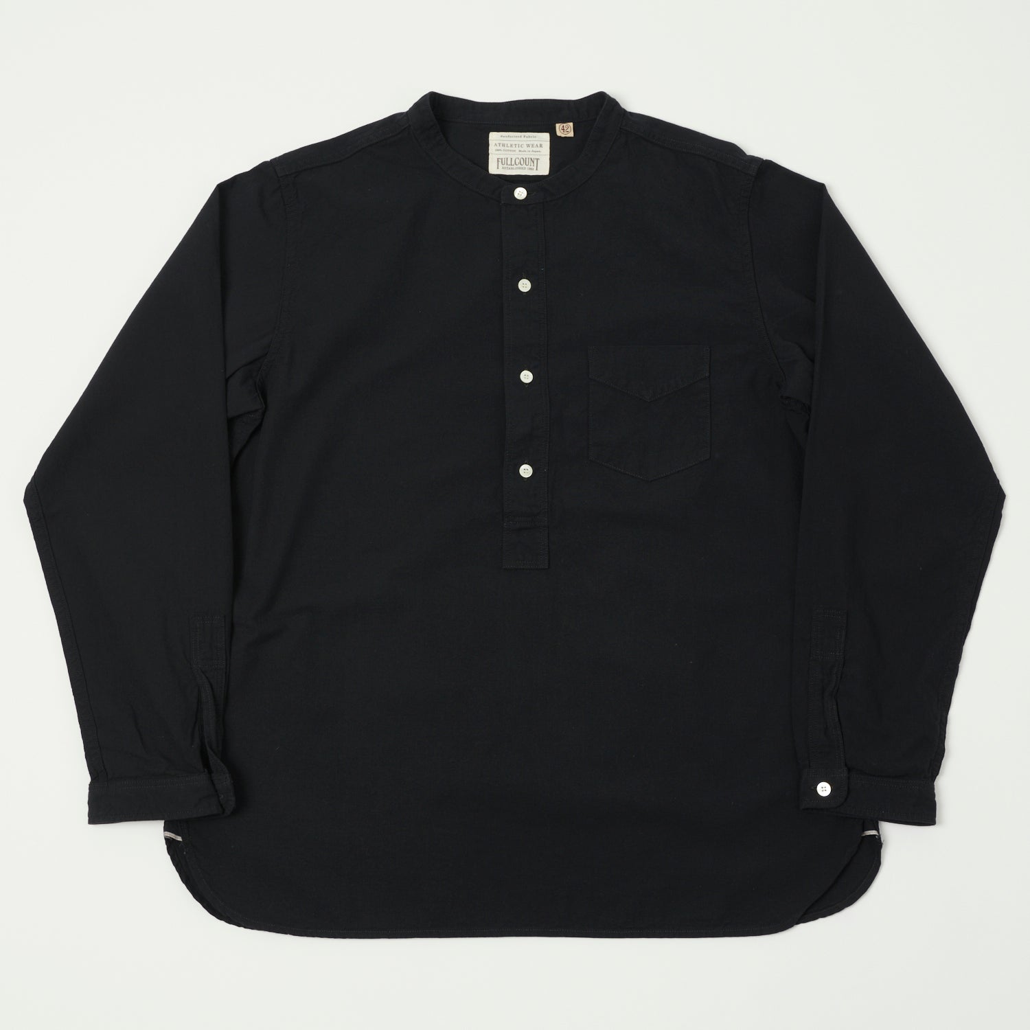 FULLCOUNT 4900 Stand Collar Pullover Chambray Shirt - Black