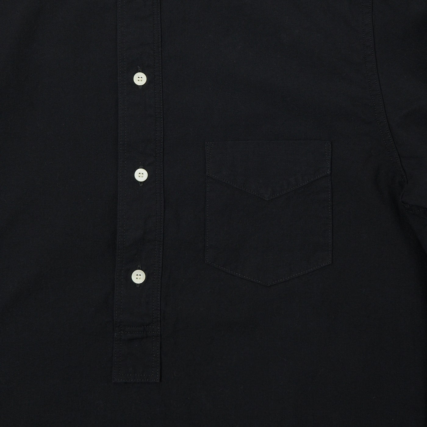 Full Count 4900 Stand Collar Pullover Chambray Shirt - Black | SON 
