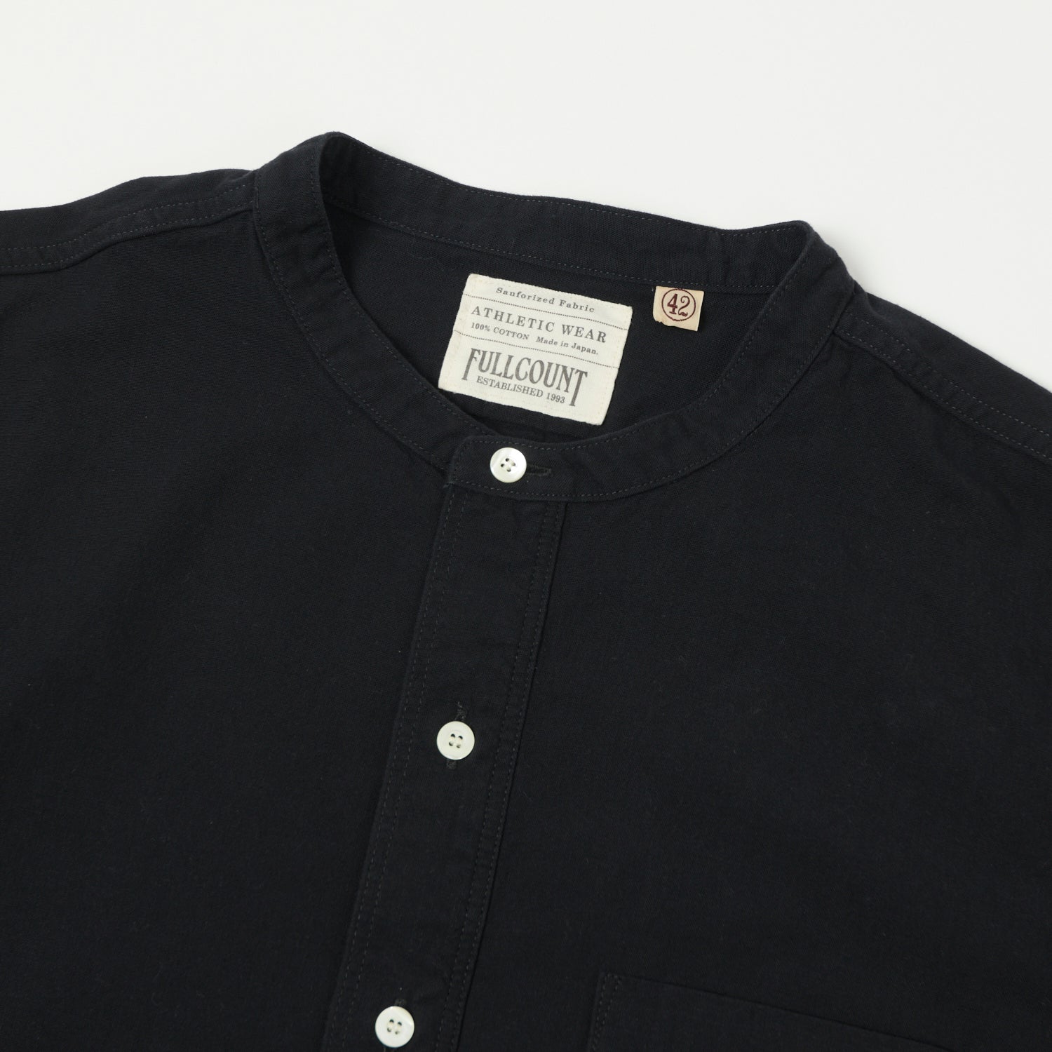 FULLCOUNT 4900 Stand Collar Pullover Chambray Shirt - Black