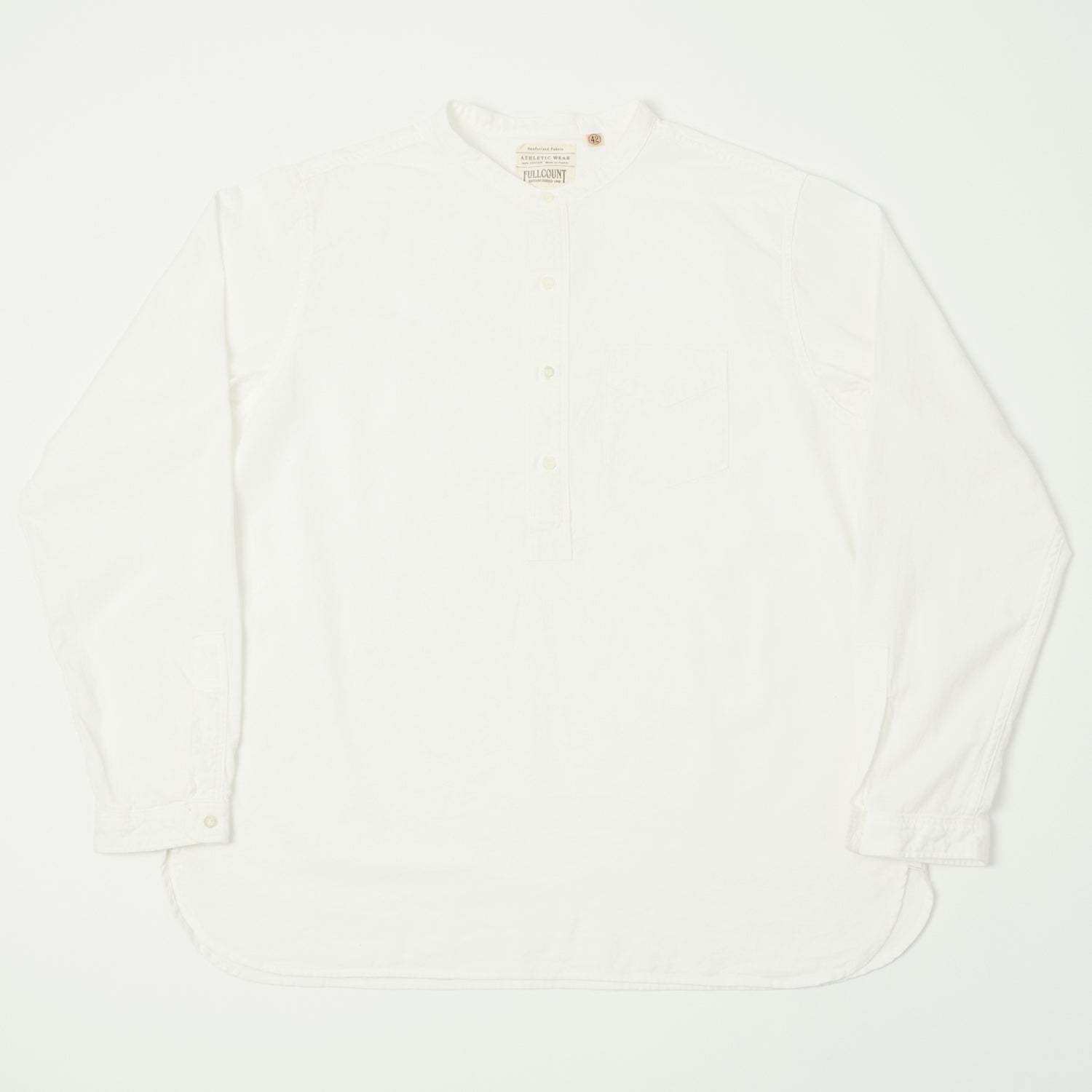 FULLCOUNT 4900 Stand Collar Pullover Chambray Shirt - White