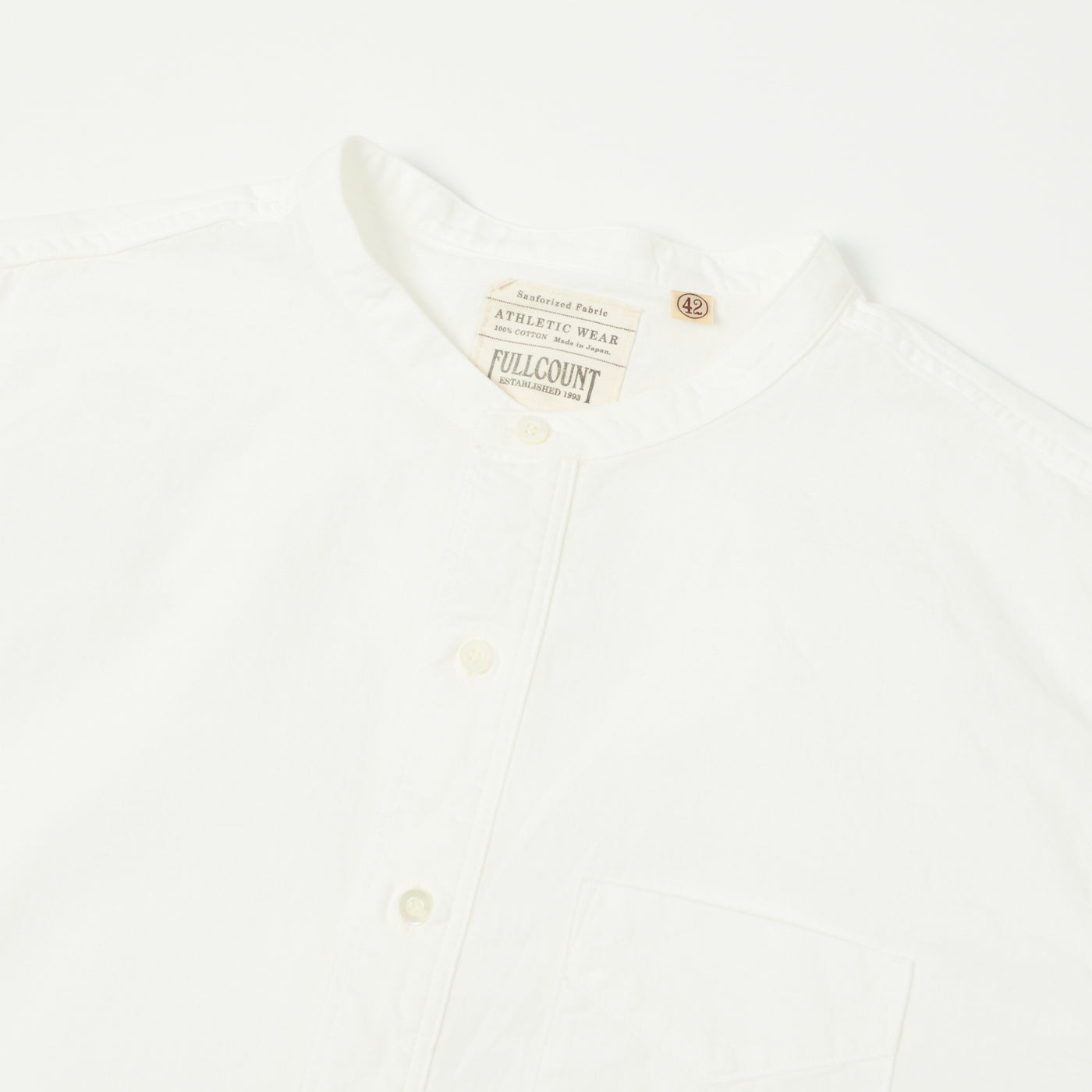 FULLCOUNT 4900 Stand Collar Pullover Chambray Shirt - White