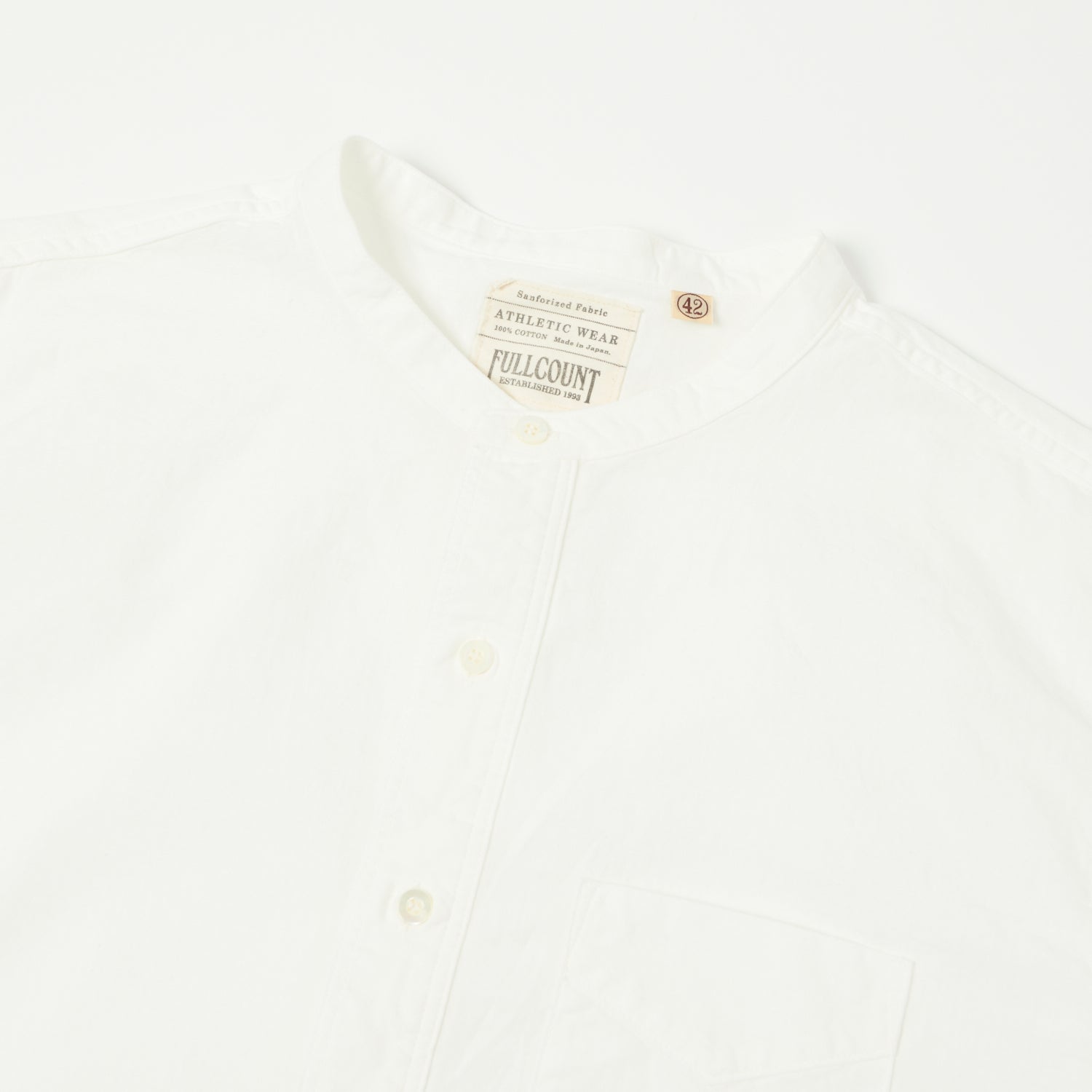 FULLCOUNT 4900 Stand Collar Pullover Chambray Shirt - White