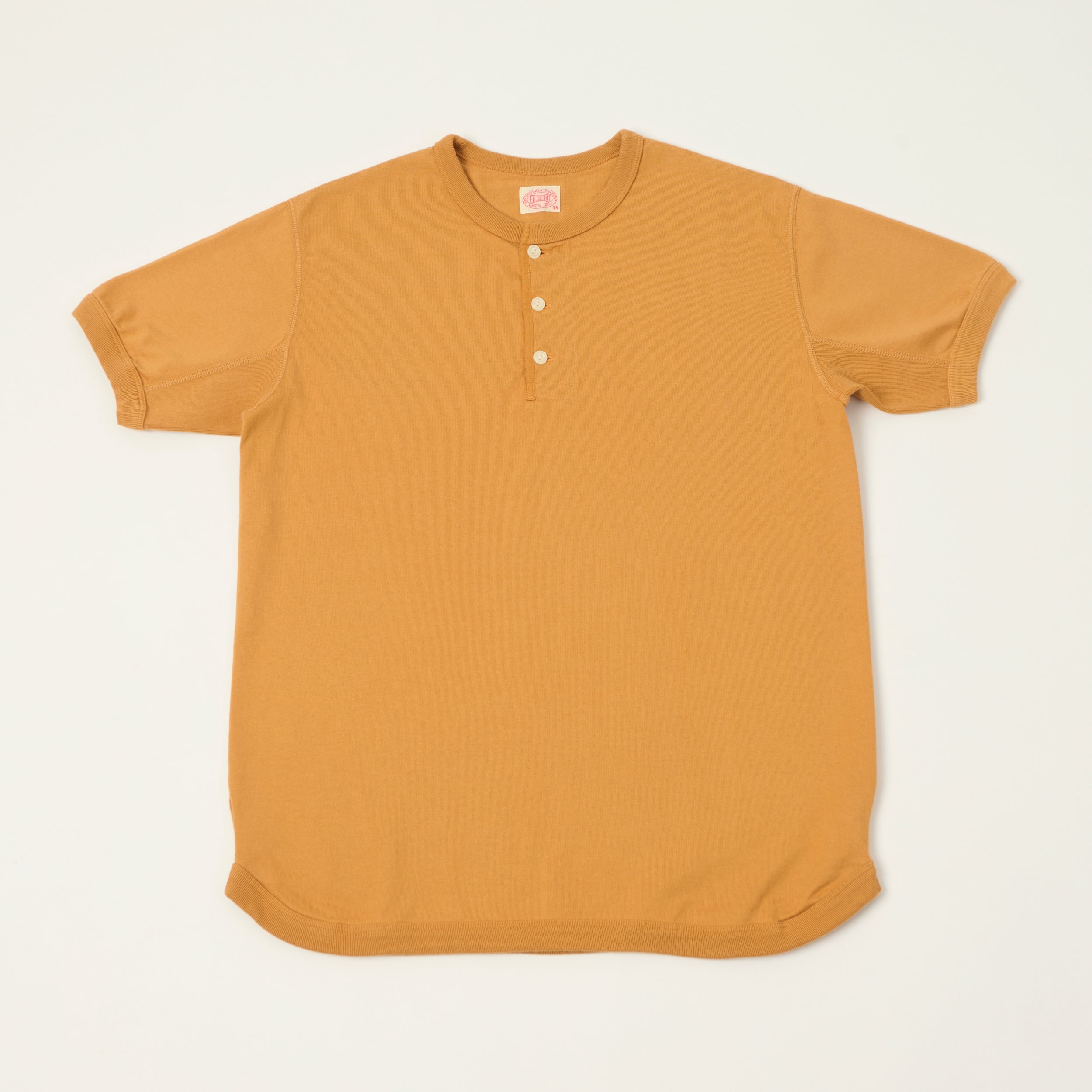 FULLCOUNT 5222H Flat Seam Heavyweight Henley - Saffron