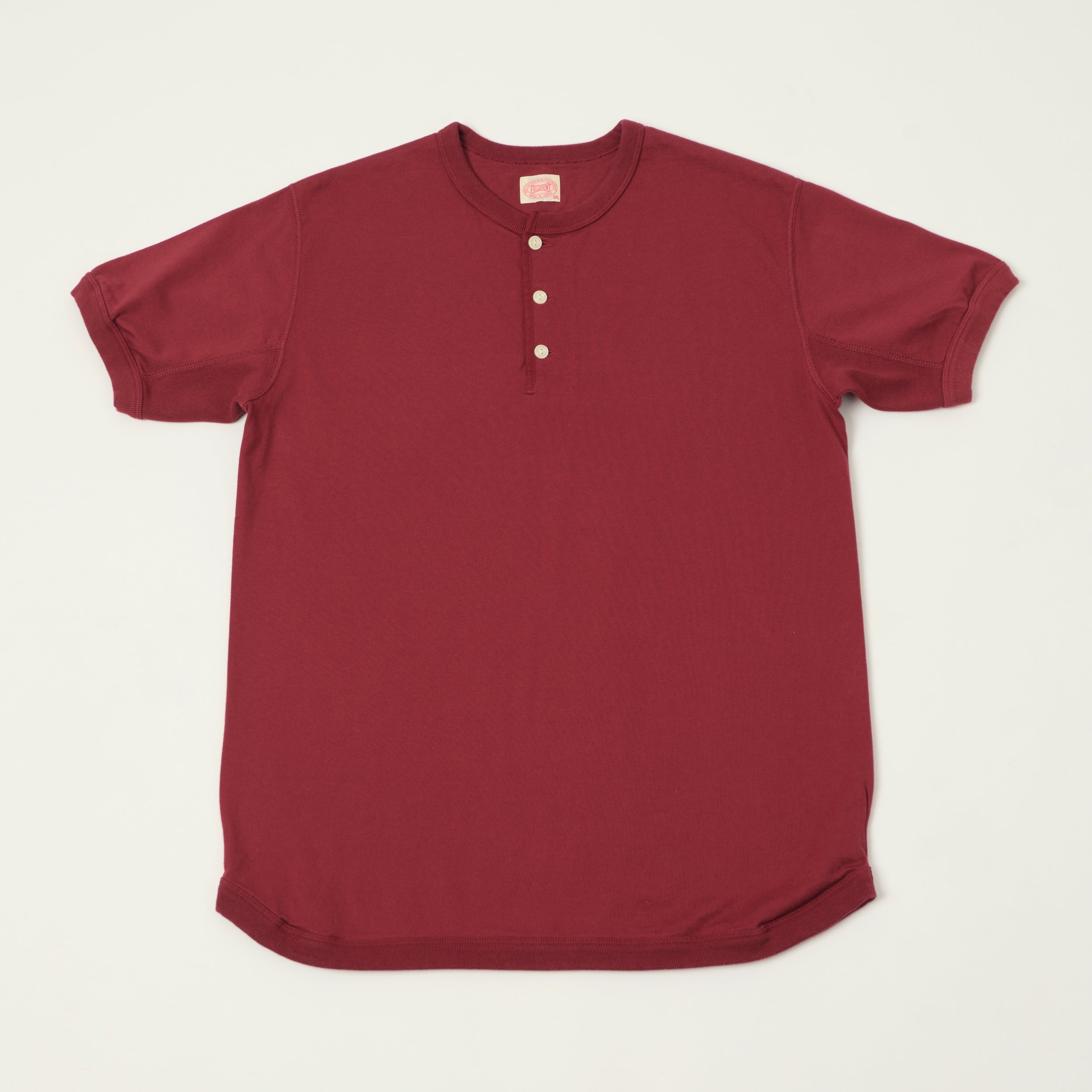 FULLCOUNT 5222H Flat Seam Heavyweight Henley - Burgundy