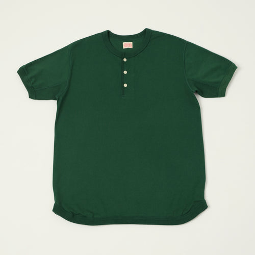 FULLCOUNT 5222H Flat Seam Heavyweight Henley - Dark Green