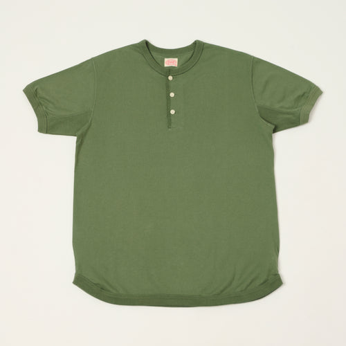 FULLCOUNT 5222H Flat Seam Heavyweight Henley - Evergreen