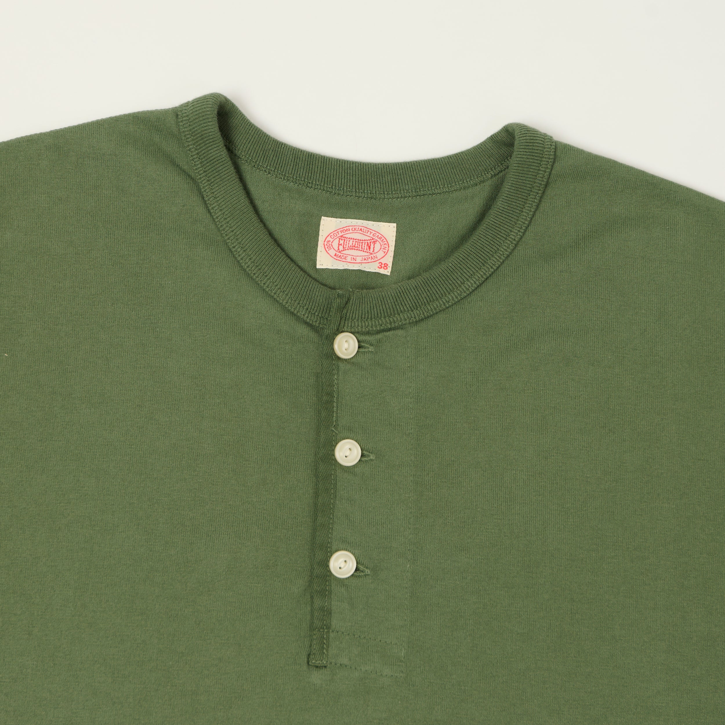 FULLCOUNT 5222H Flat Seam Heavyweight Henley - Evergreen