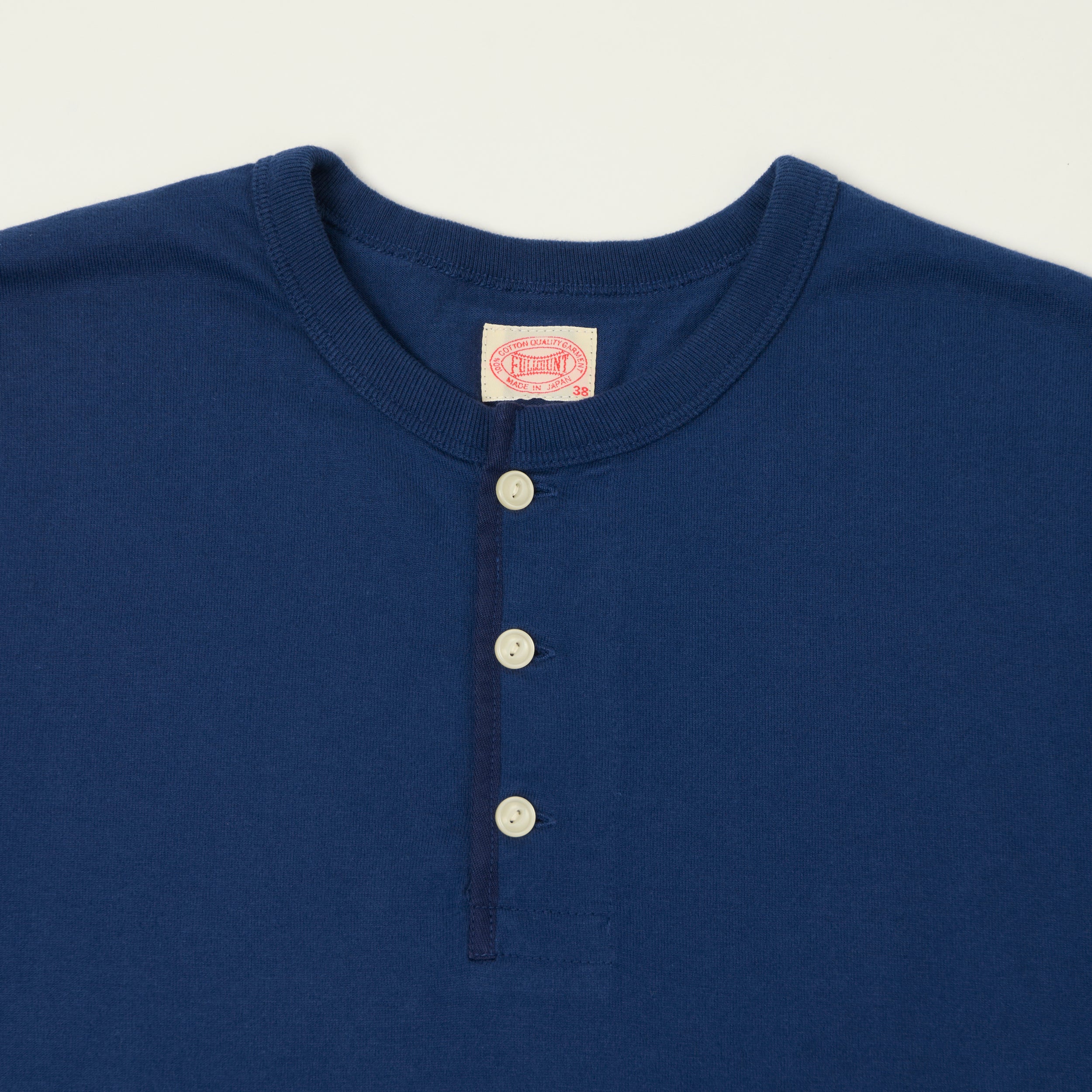 FULLCOUNT 5222LH Flat Seam Heavyweight Henley - Navy