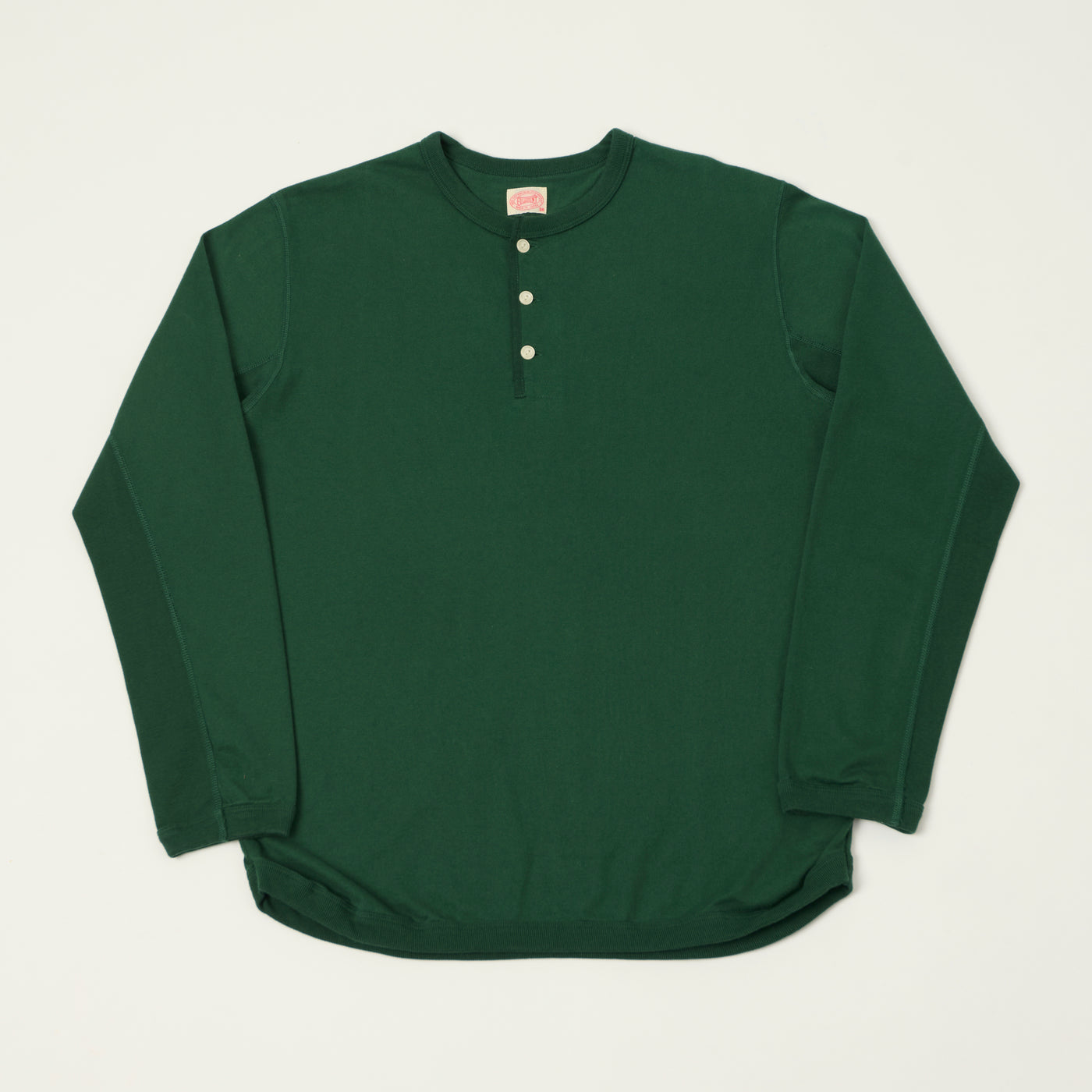 FULLCOUNT 5222LH Flat Seam Heavyweight Henley - Dark Green