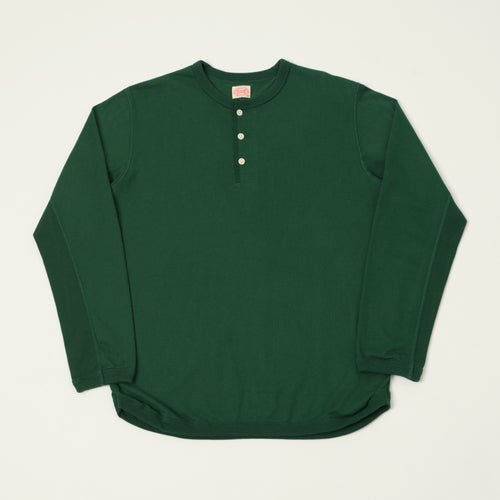FULLCOUNT 5222LH Flat Seam Heavyweight Henley - Dark Green