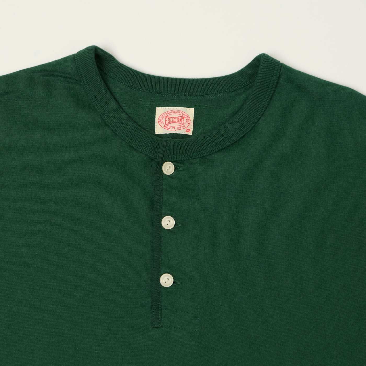 FULLCOUNT 5222LH Flat Seam Heavyweight Henley - Dark Green