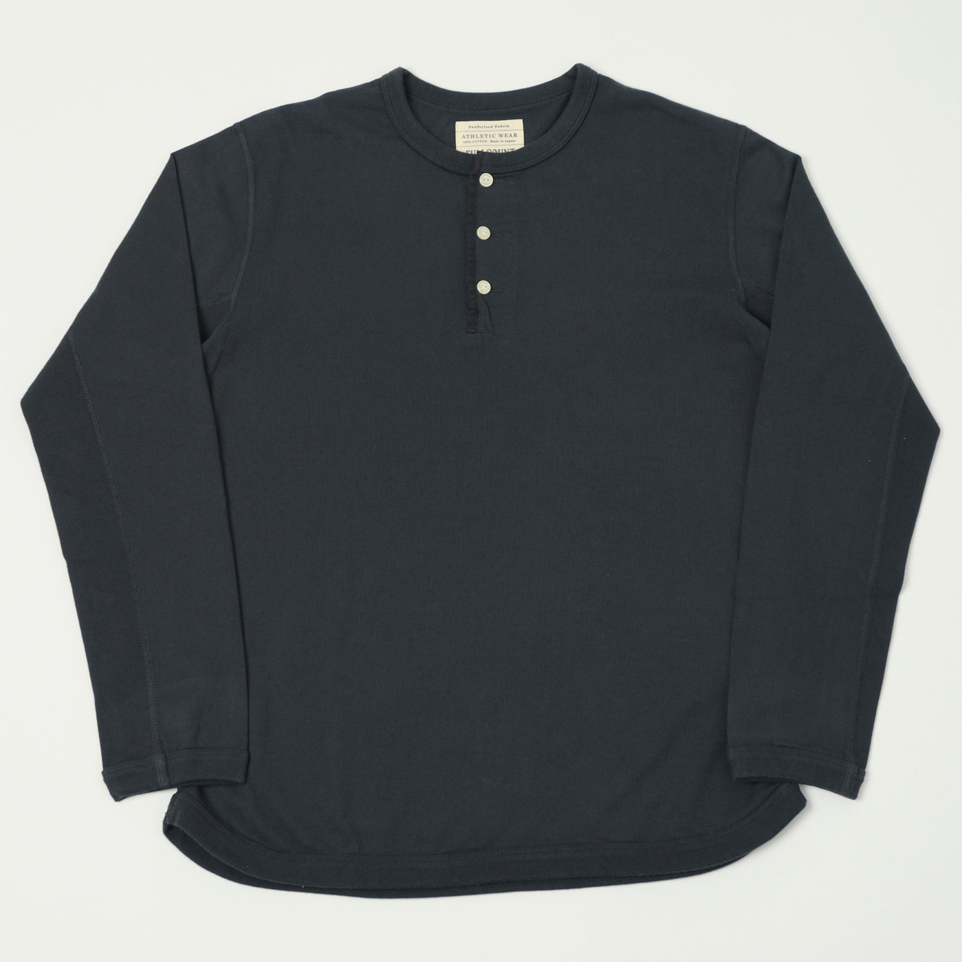 FULLCOUNT 5222LH Flat Seam Heavyweight Henley - Ink Black