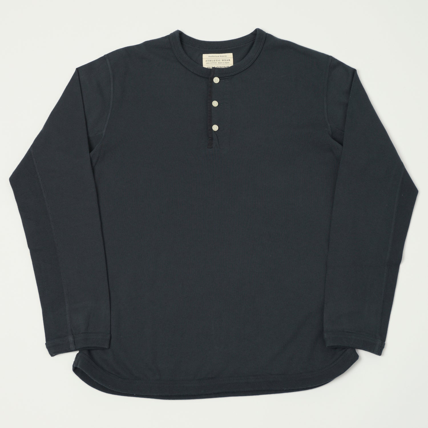 FULLCOUNT 5222LH Flat Seam Heavyweight Henley - Ink Black