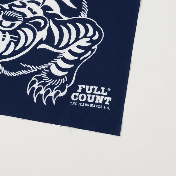 Full Count 'Tora' Tiger print Tenugui Scarf - Navy