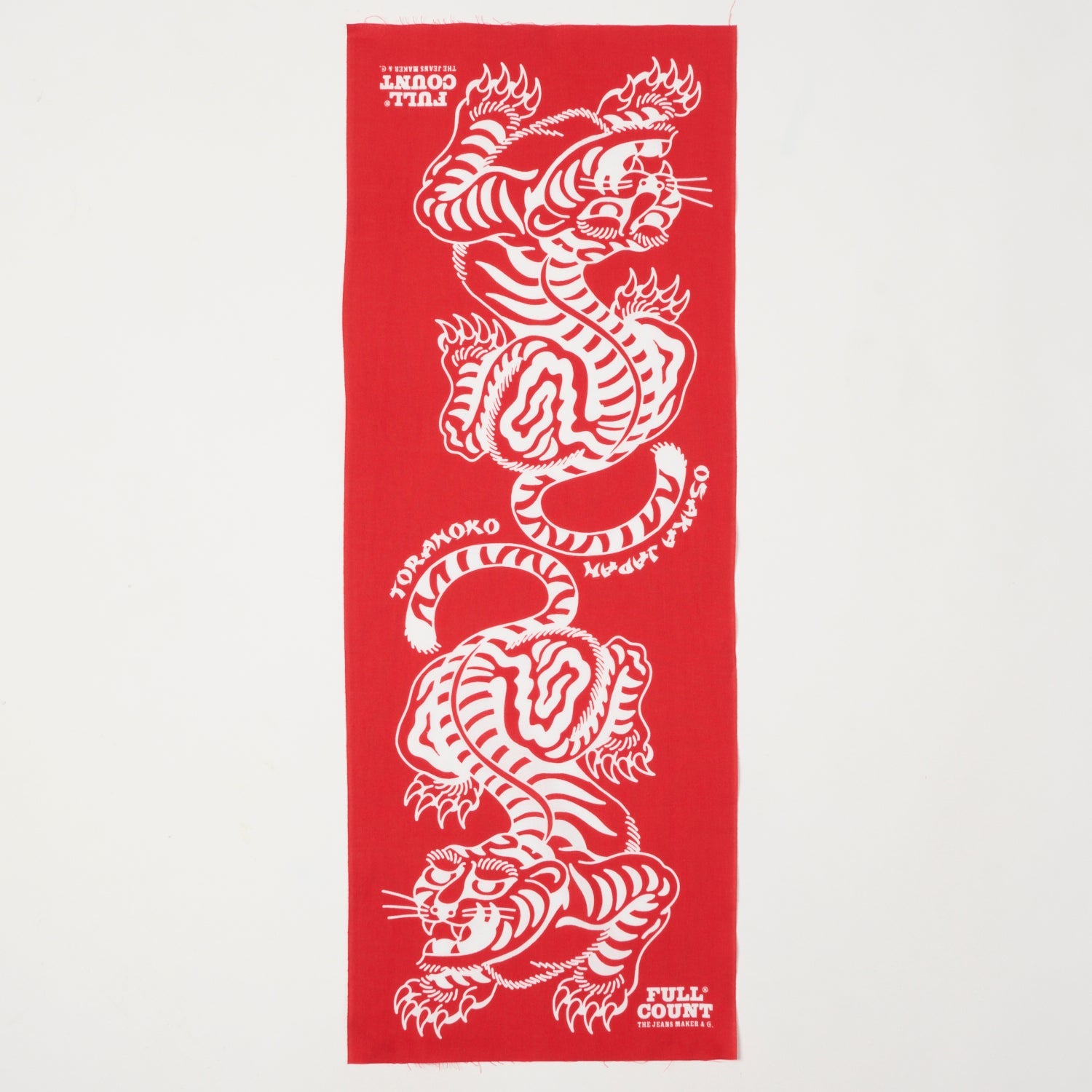 FULLCOUNT 'Tora' Tiger Print Tenugui Scarf - Red
