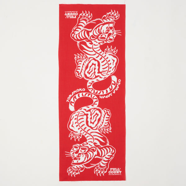 Full Count 'Tora' Tiger Print Tenugui Scarf - Red