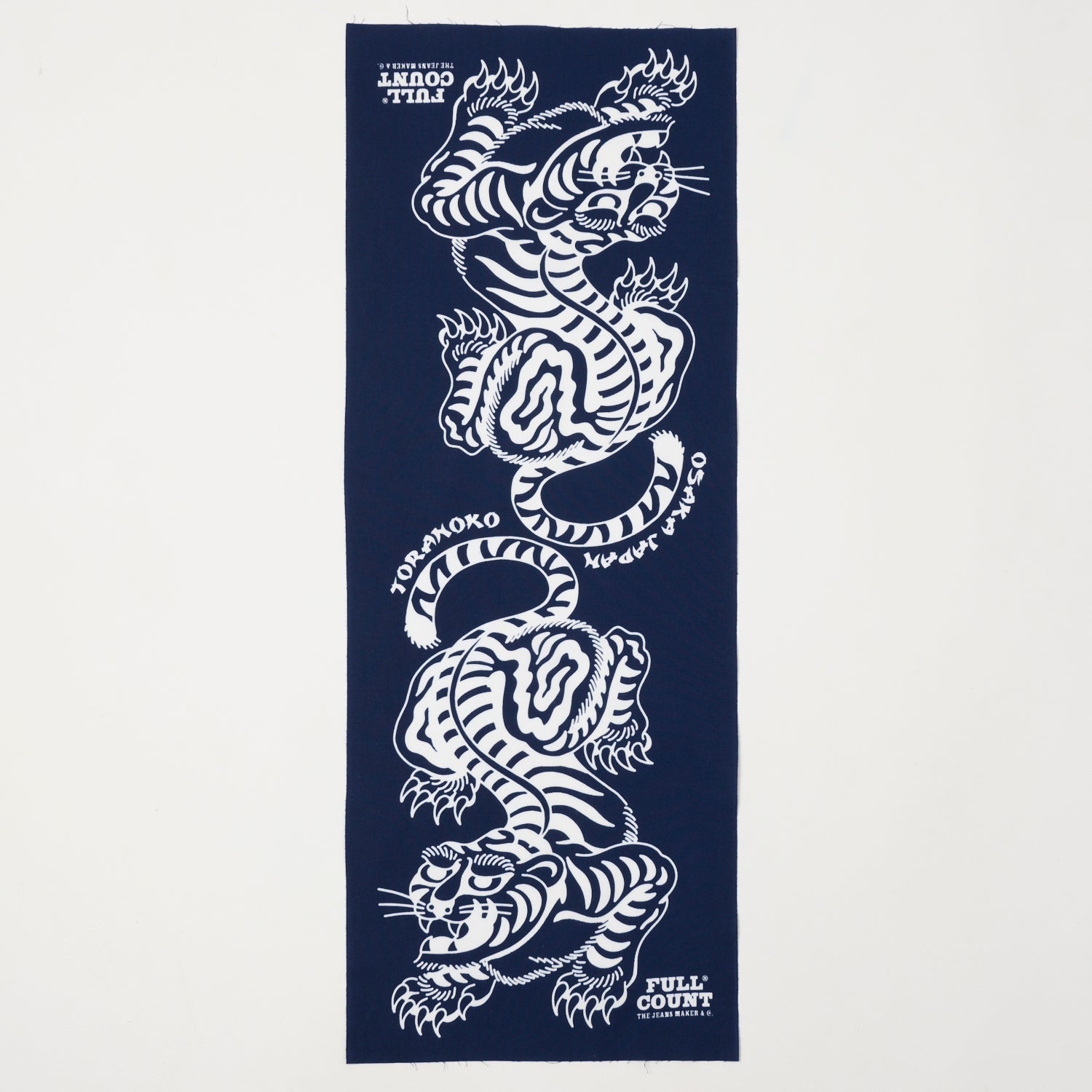 FULLCOUNT 'Tora' Tiger Print Tenugui Scarf - Navy