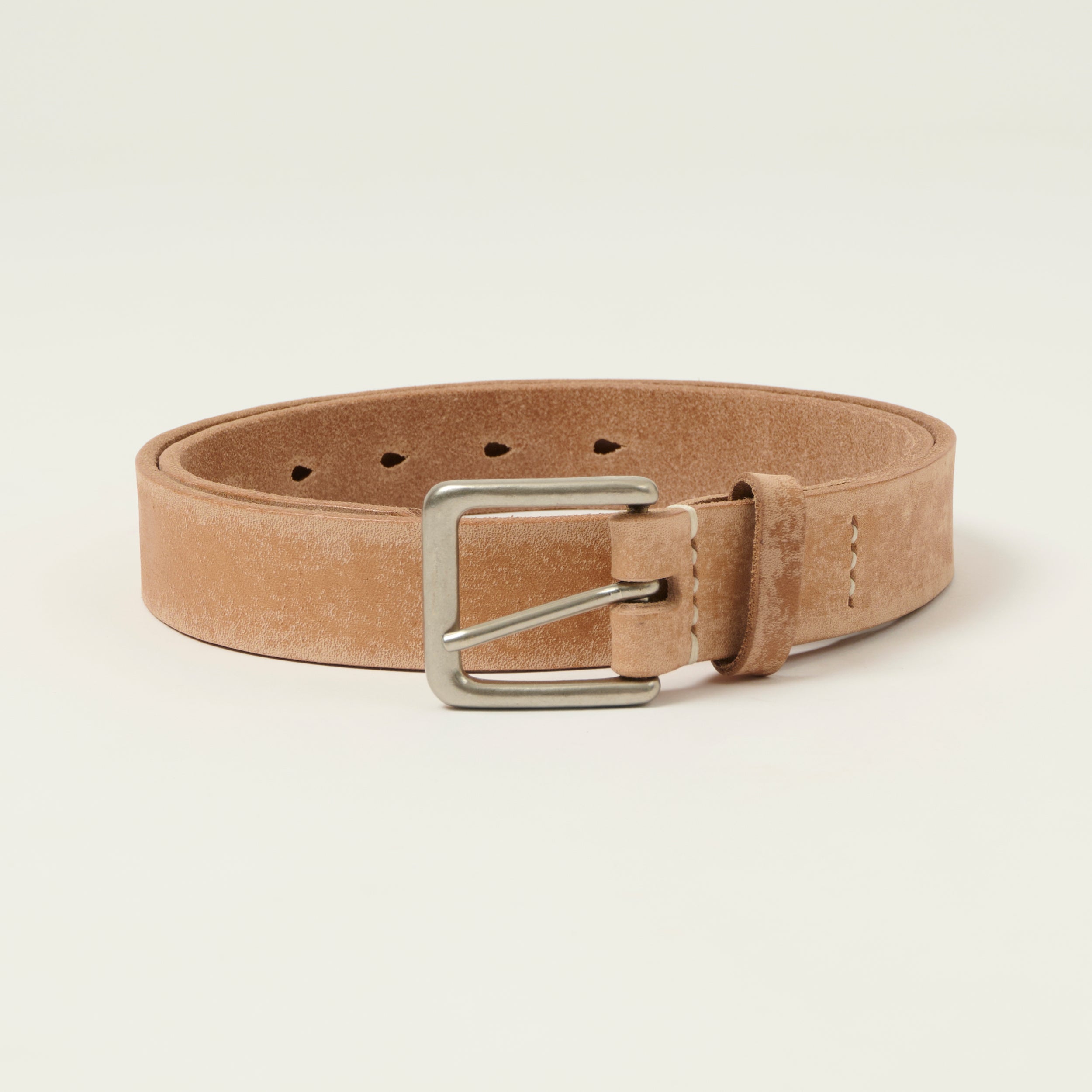 FULLCOUNT 6218 Wild Leather Narrow Belt - Natural