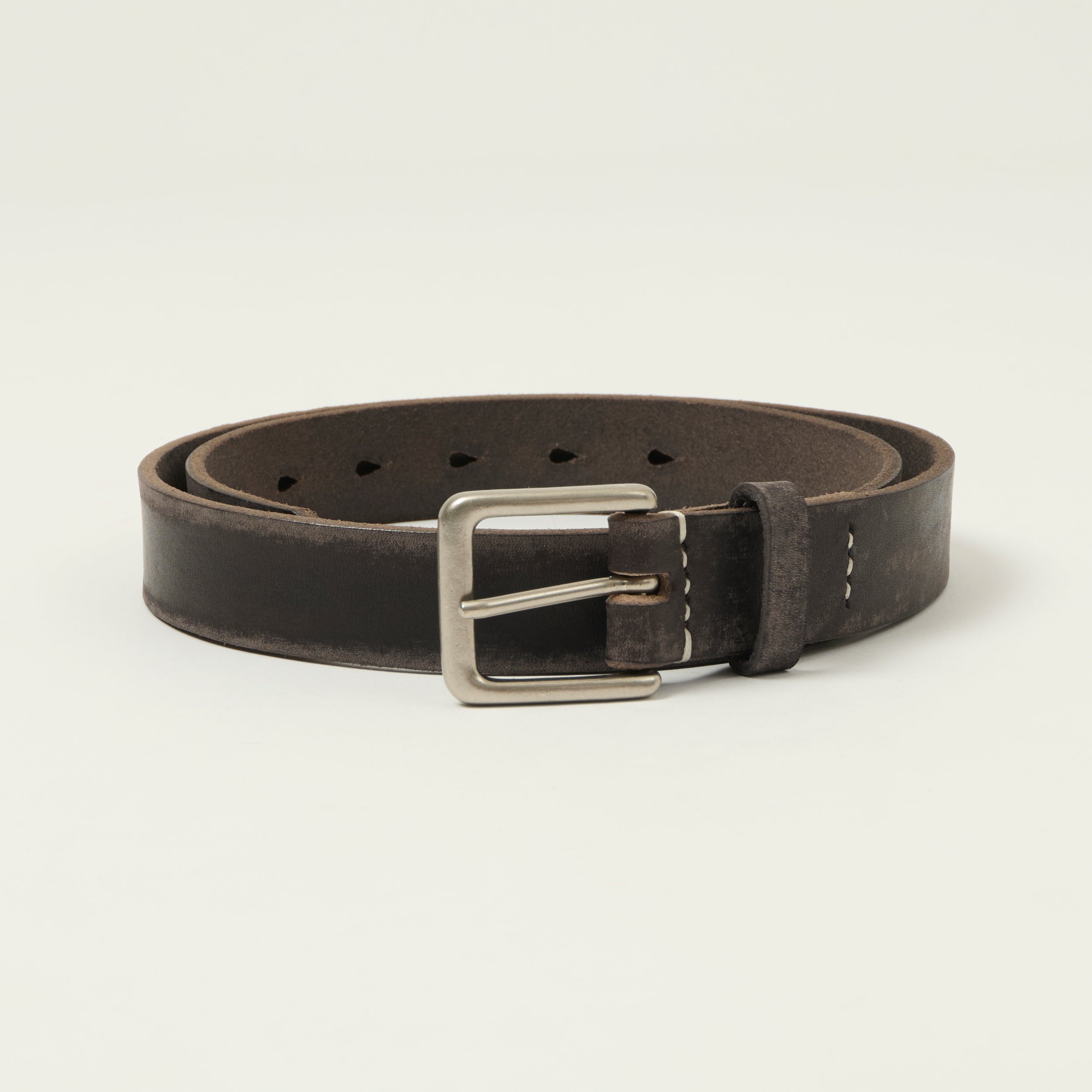 FULLCOUNT 6218 Wild Leather Narrow Belt - Black