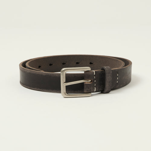 FULLCOUNT 6218 Wild Leather Narrow Belt - Black