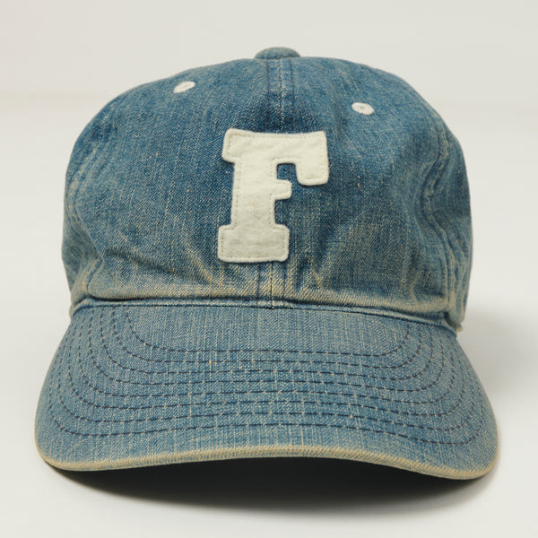 Full Count 6843 Six Panel Denim Baseball Cap 'F' Patch - Vintage Wash