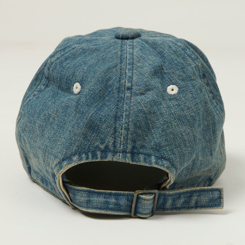 Full Count 6843 Six Panel Denim Baseball Cap 'F' Patch - Vintage Wash