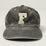 Full Count 6843 Six Panel Denim Baseball Cap 'F' Patch - Black Vintage Wash