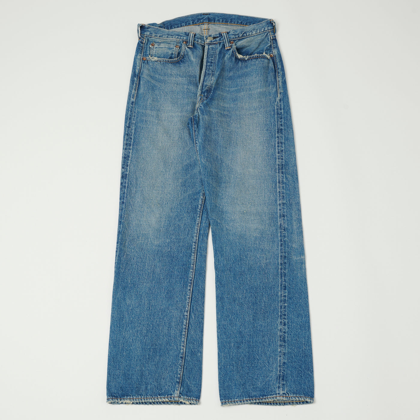 FULLCOUNT 0105HA Patched 13.7oz Wide Straight Jean - 'Dartford' Wash