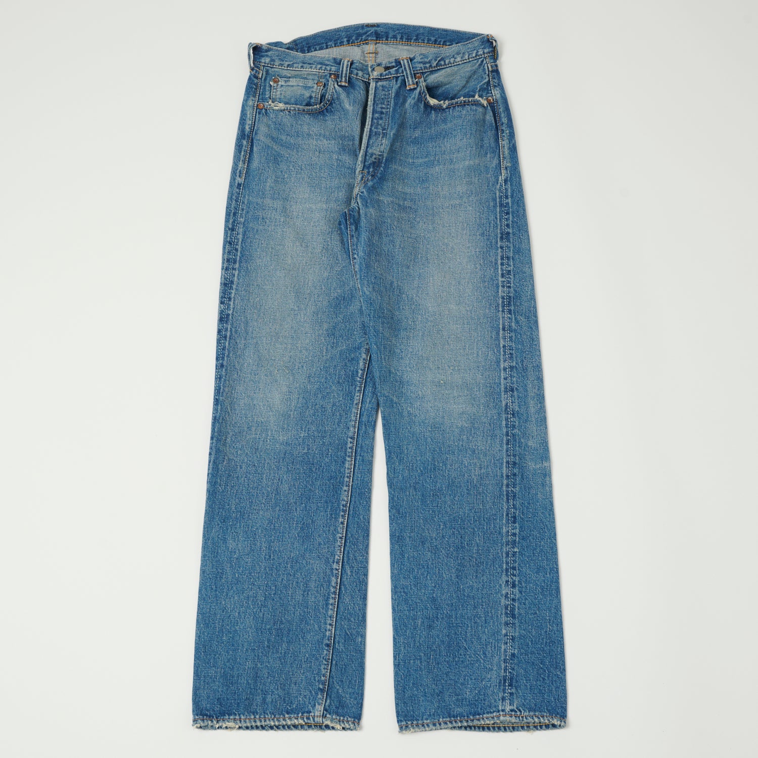 FULLCOUNT 0105HA Patched 13.7oz Wide Straight Jean - 'Dartford' Wash