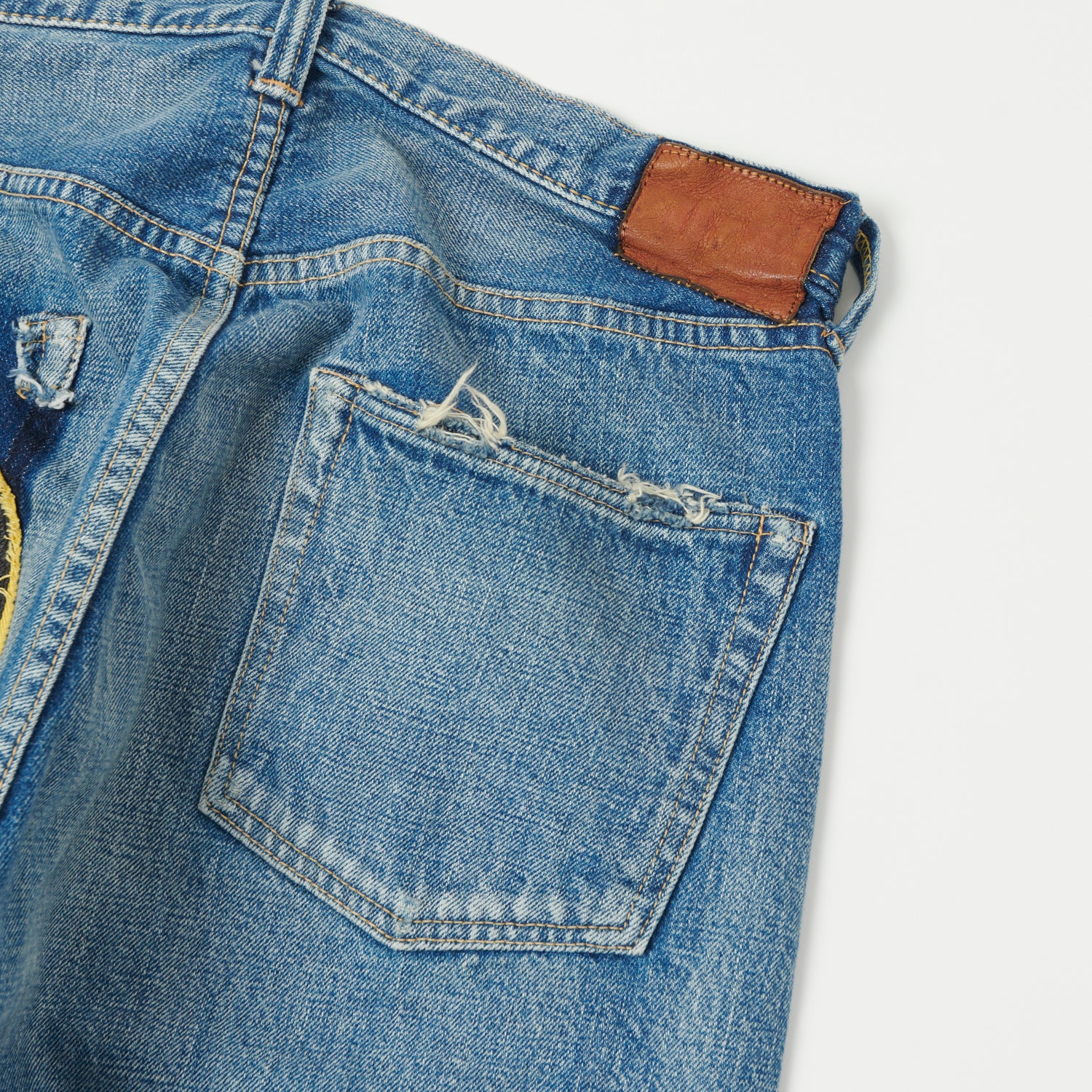 FULLCOUNT 0105HA Patched 13.7oz Wide Straight Jean - 'Dartford' Wash