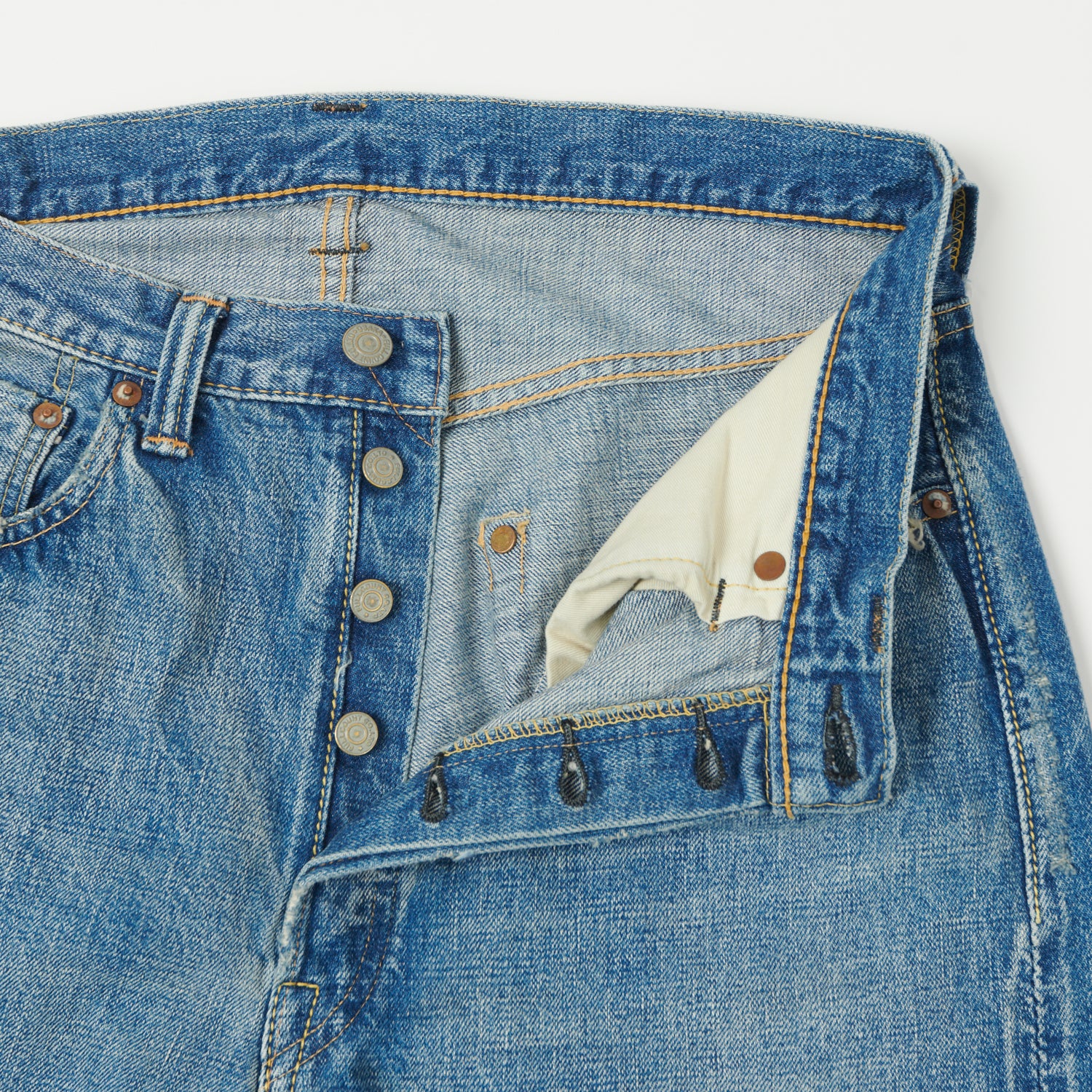 FULLCOUNT 0105HA Patched 13.7oz Wide Straight Jean - 'Dartford' Wash