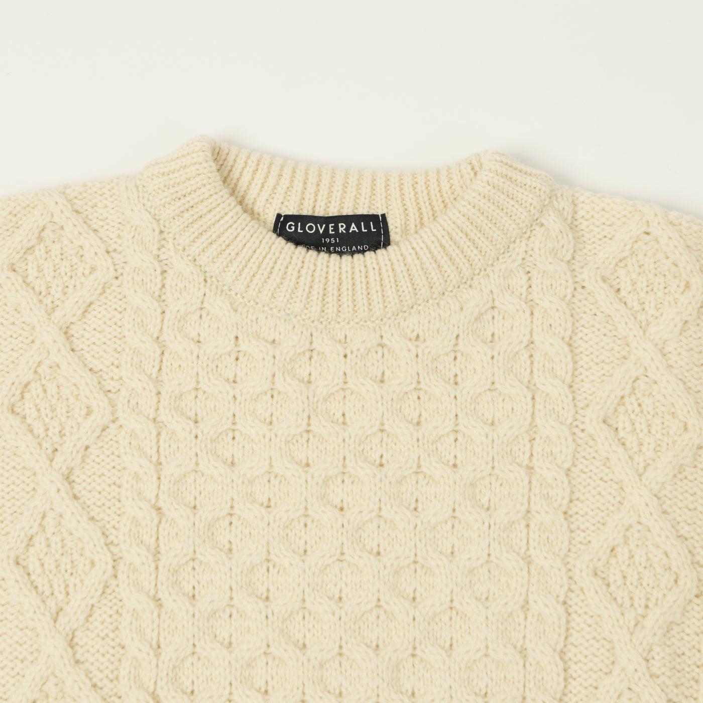Gloverall Aran Cable Knit Jumper - Ecru