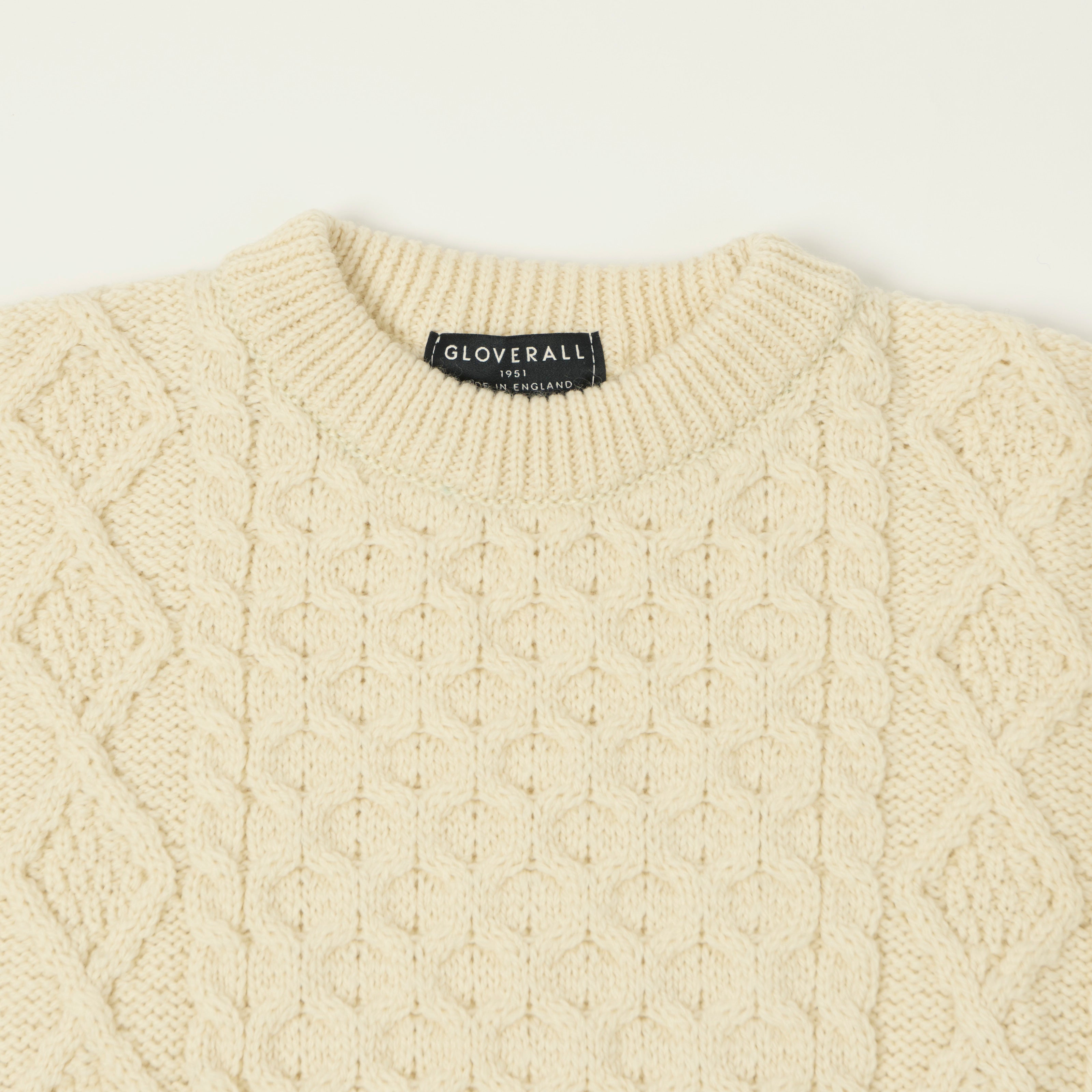 Gloverall Aran Cable Knit Jumper - Ecru