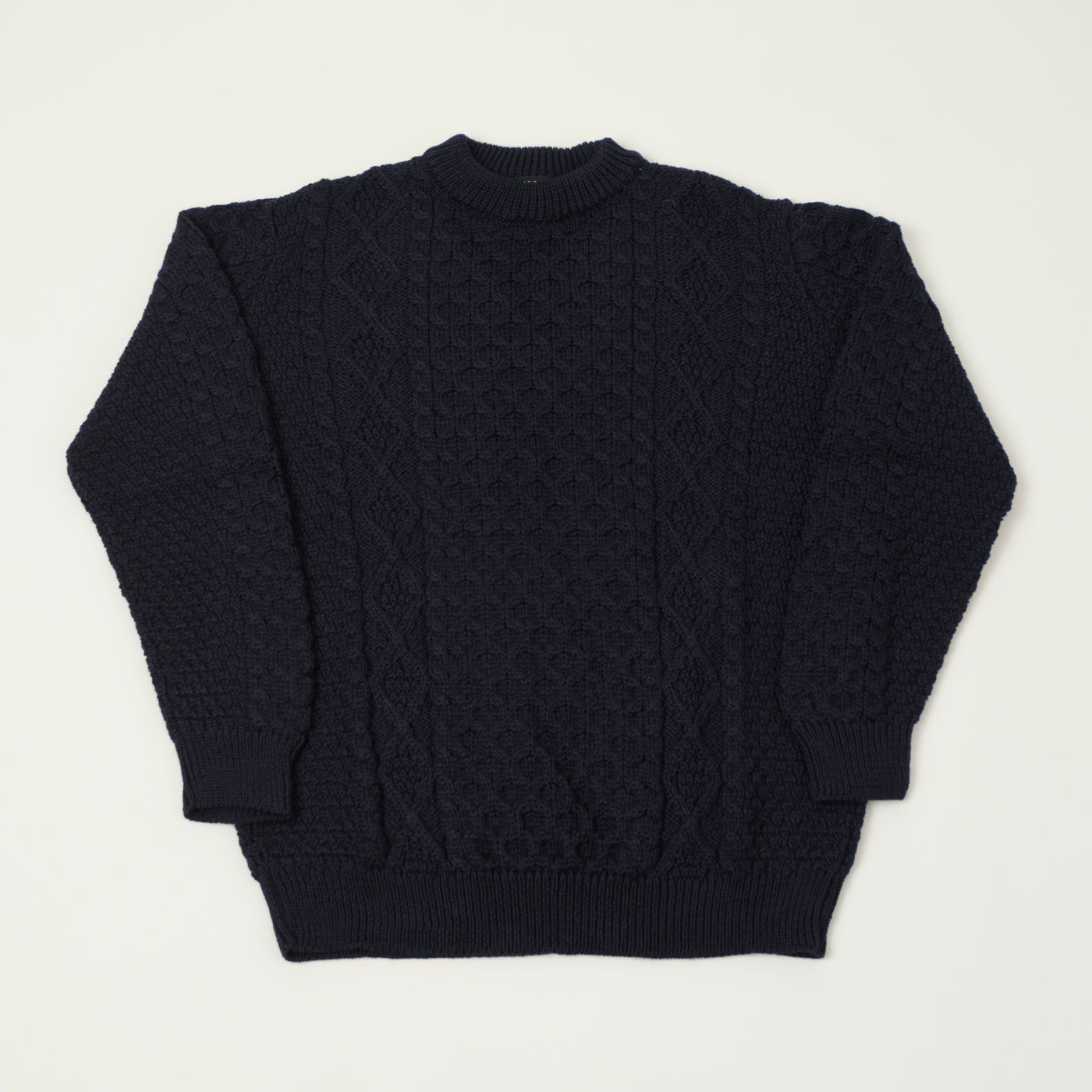 Gloverall Aran Cable Knit Jumper - Navy